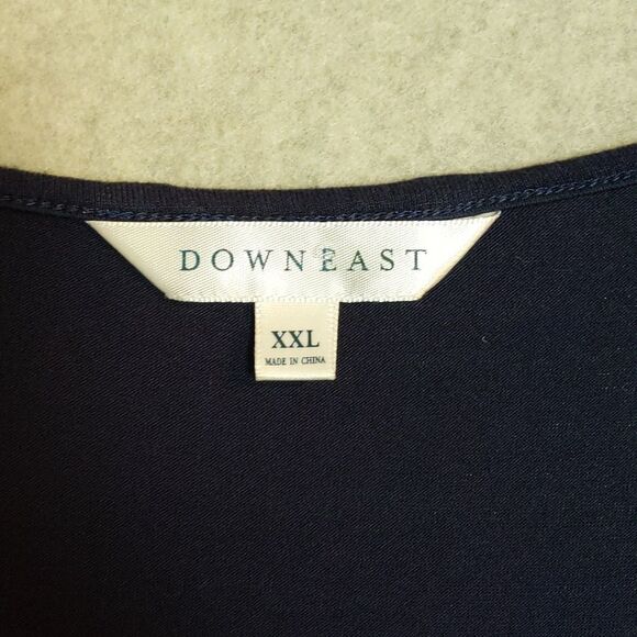 Downeast Navy Floral Short Sleeve Top Women's XXL - Picture 3 of 3